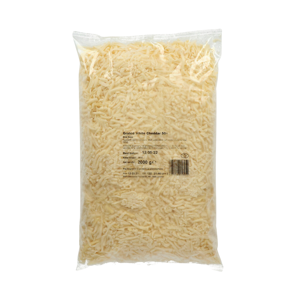 Product Cheddar Shredded Cheese White 50+ 2kg Image