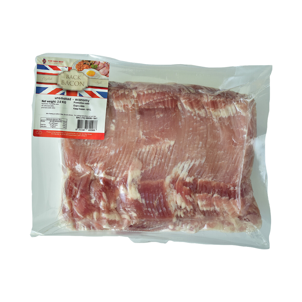 Pork Back Bacon Sliced Unsmoked Uk Quality Vacuum Packed 5LB
