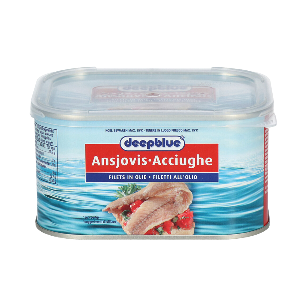 Anchovy Fillets Deep Blue In Sunflower Oil 600g