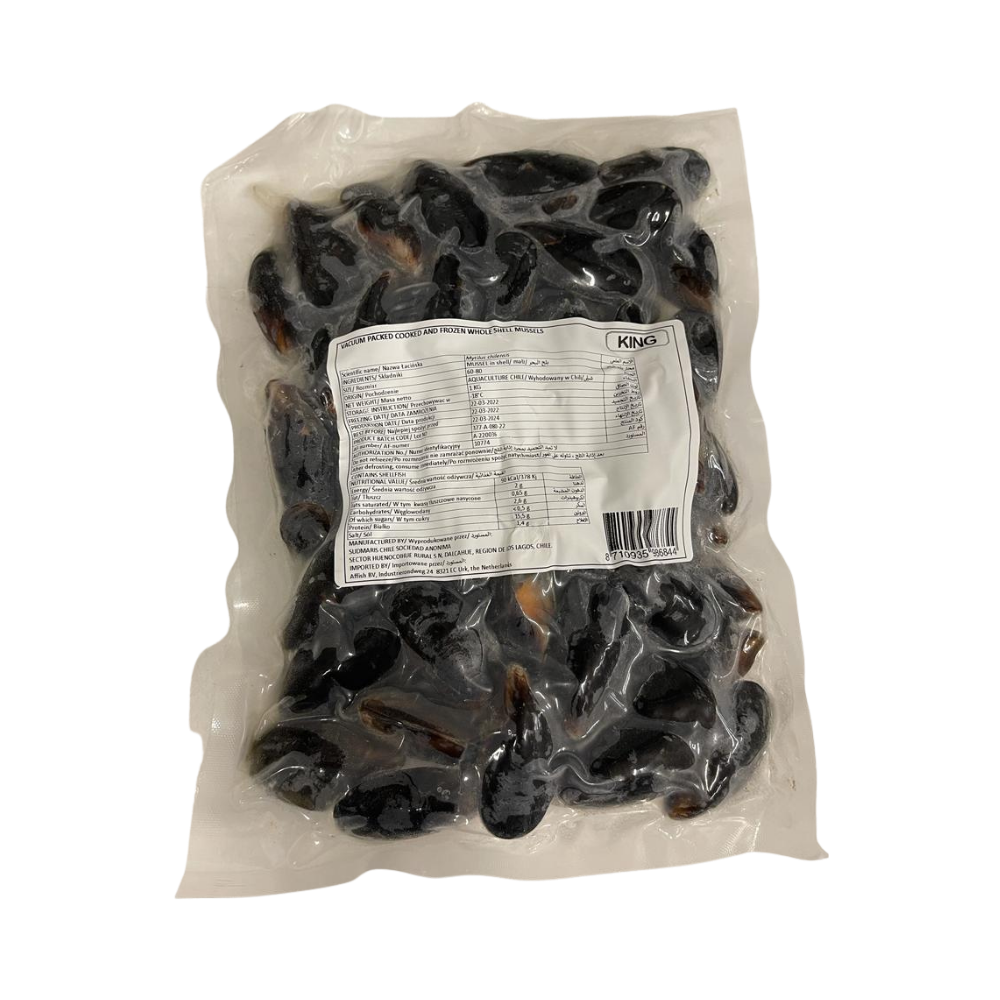 Product Mussels 60-80 100% NW Whole Cooked Vacuum Packed Image