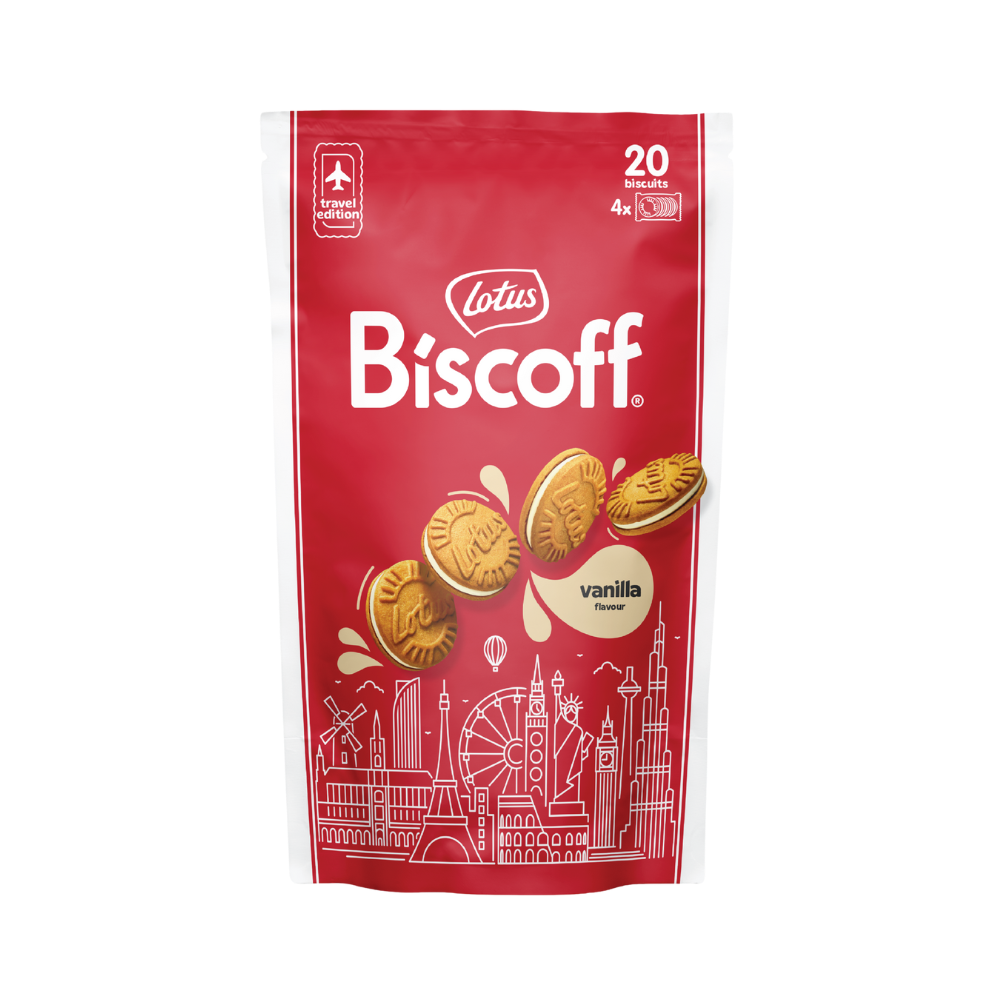 Product Sandwich Biscuits Lotus Biscoff Vanilla Flavour Travel Edition 4 x 50 g Image
