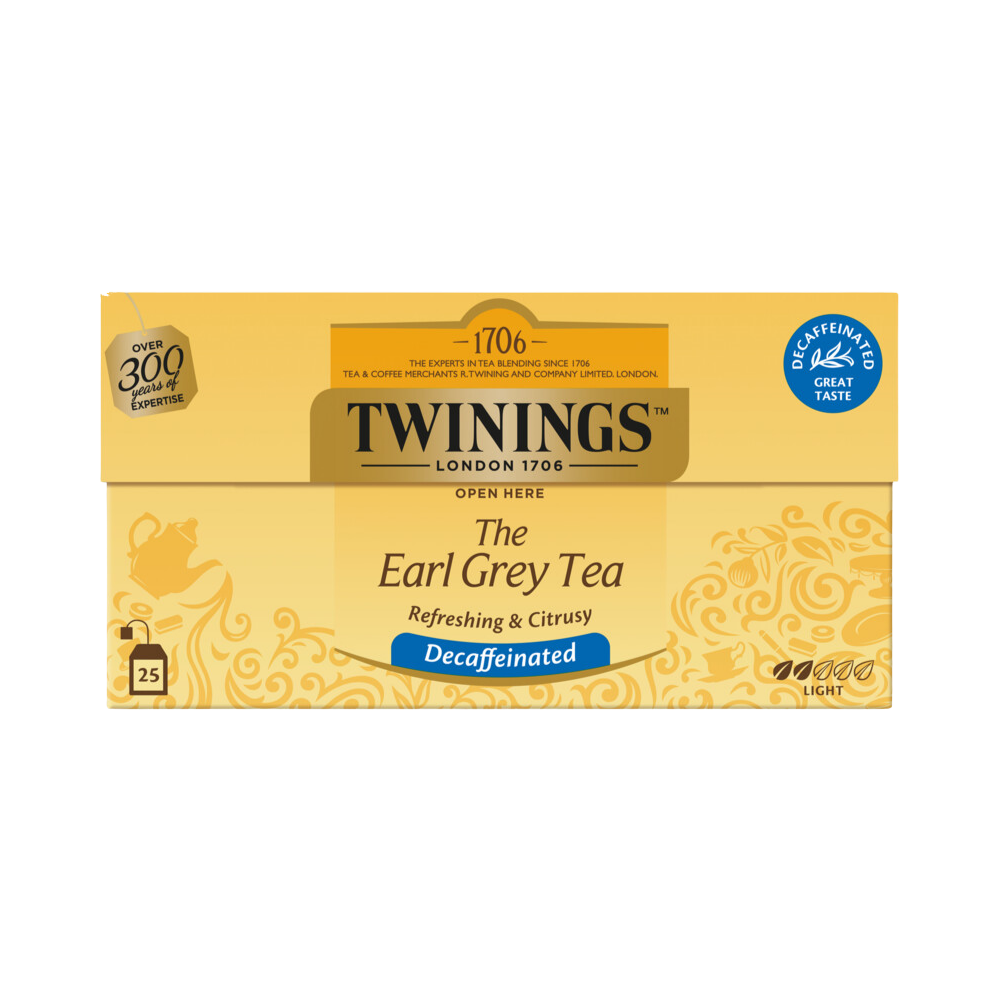 Product Twinings Black Tea The Earl Grey Decaffeinated Refreshing & Citrusy Light 25 Bags Image