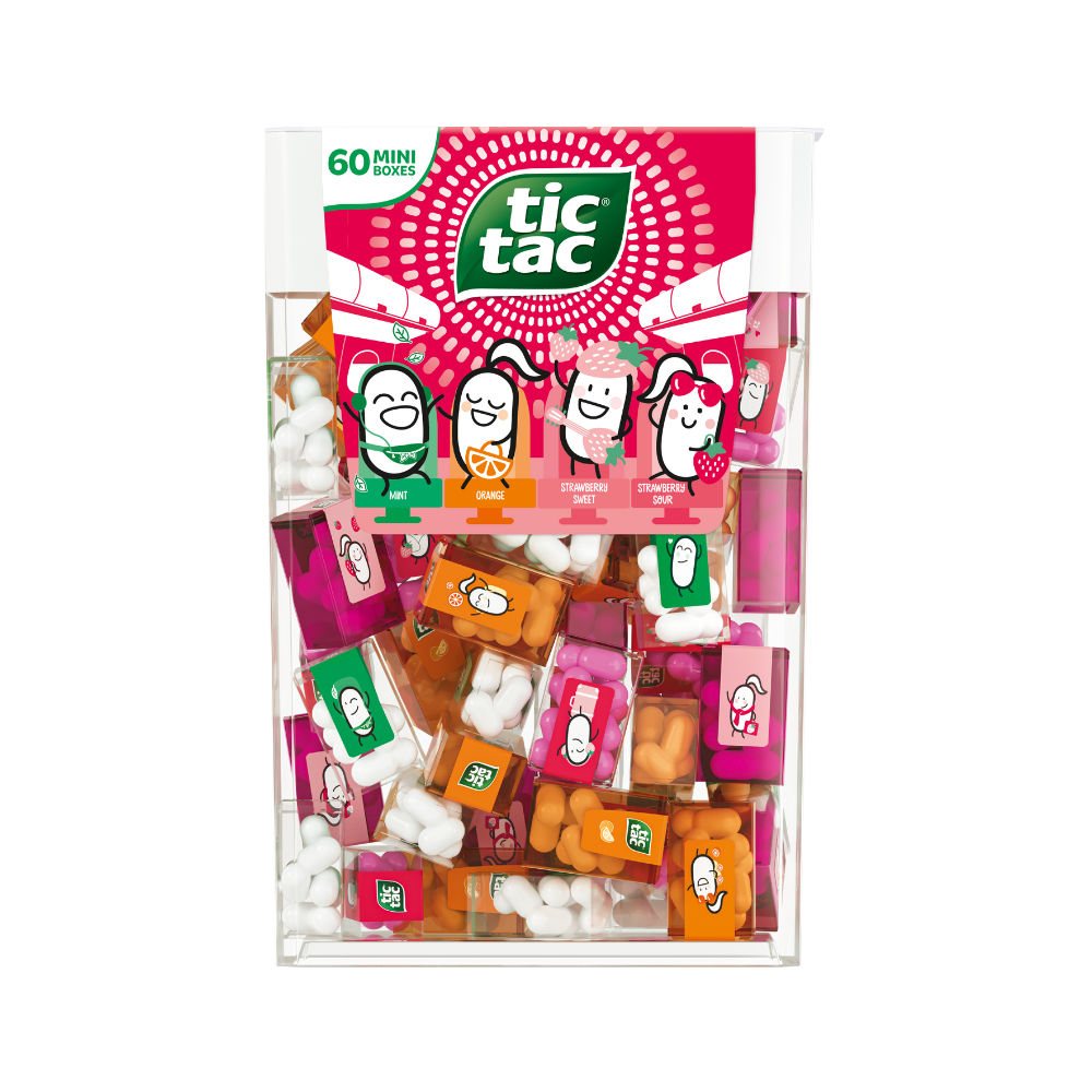 Product Tic Tac Lilliput Strawberry Mix Mint/Orange/Strawberry Sweet/Strawberry Sour Flavour 60x3,8 g Image