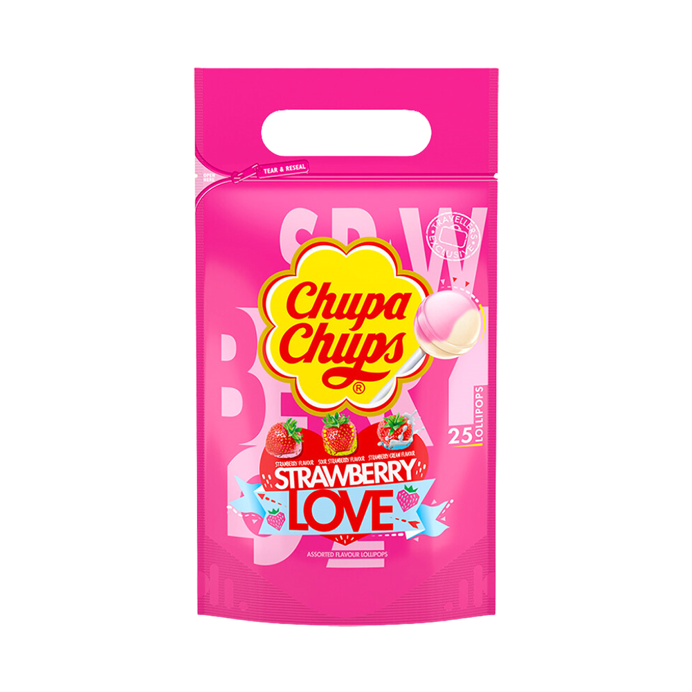 Chupa Chups Lollipop Strawberry Love 25 Pieces 300g