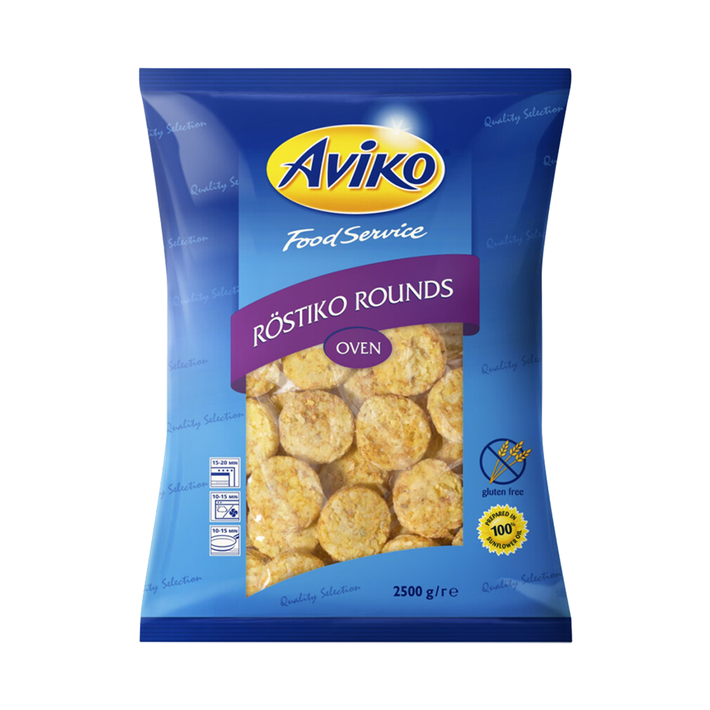 Hash Brown Potatoes Aviko Rostiko Rounds 2,5kg 