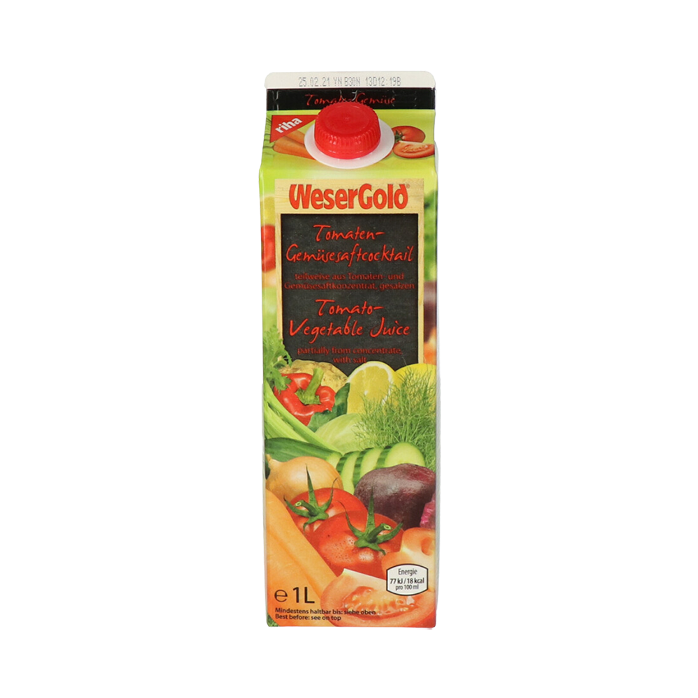 Vegetable Juice Wesergold 100% Juice Recap 1L